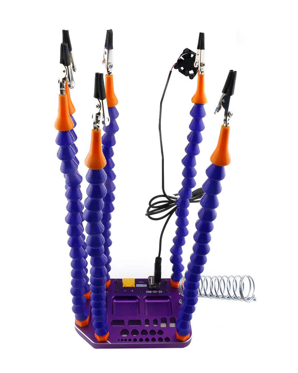 HT-01 Six Arm Soldering Station with XT60 Connector USB Port USB Fan Soldering Iron Holder - Purple