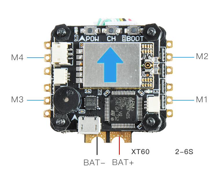 Omnibus F4 Plus FlyTower AIO F4 FC 4in1 2-6S 30A ESC 5.8G 48CH 25/100/200mW FPV Transmitter w/OSD BEC