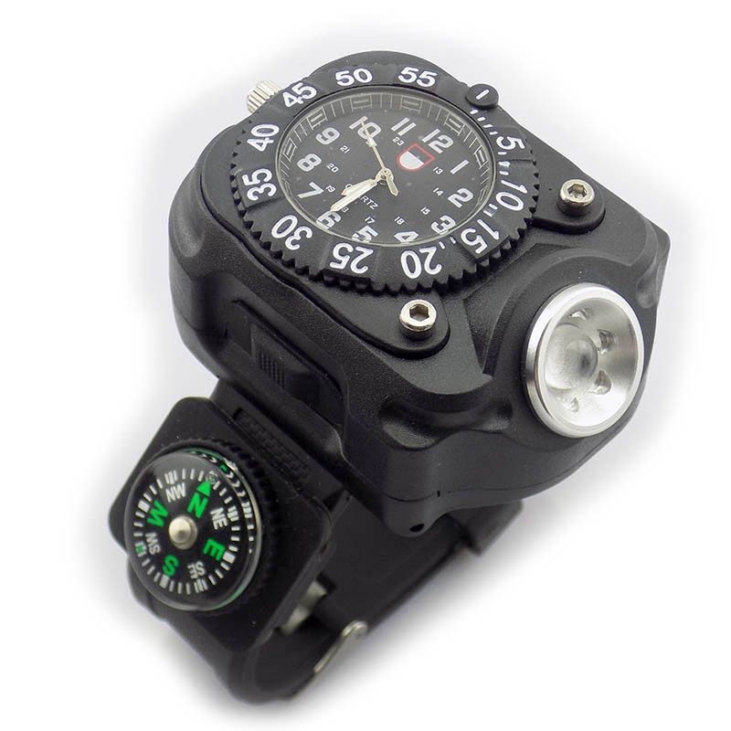 Super Bright Wrist LED Light Rechargeable Waterproof LED Flashlight Wristlight Watch for Running Climbing Camping and More Outdoor Events - Black