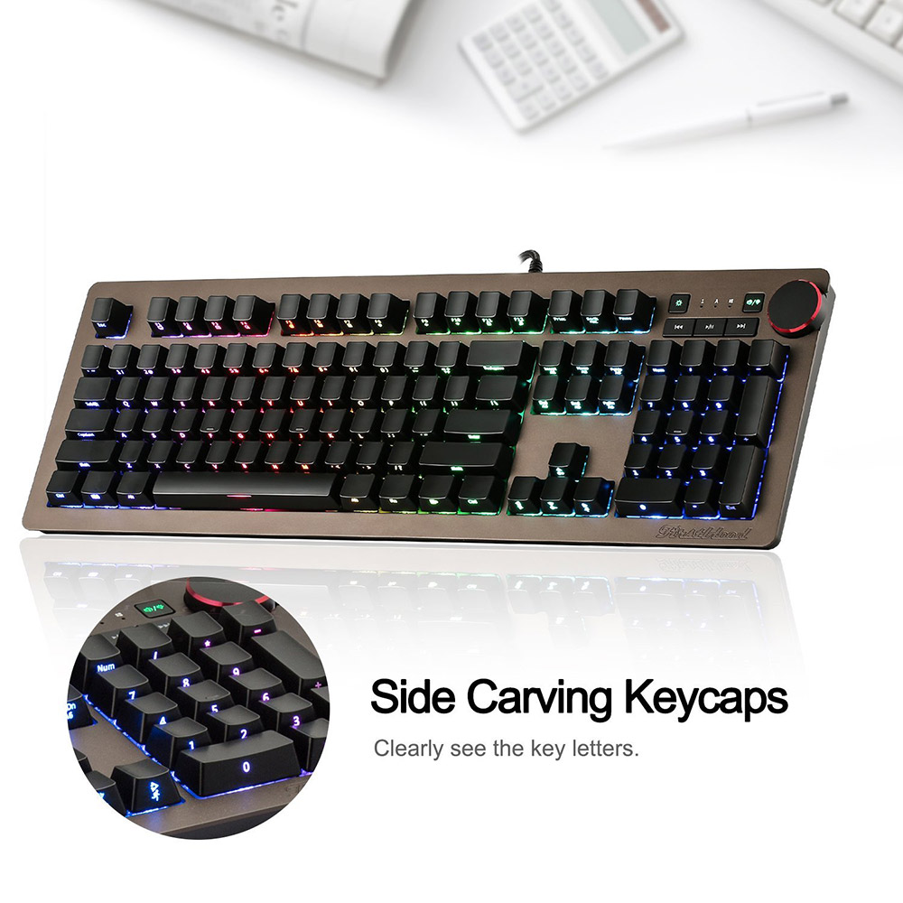 Ajazz AK60 Wired Mechanical Keyboard Gaming RGB Blue Swithch USB Backit 104 Classic Layout - Black