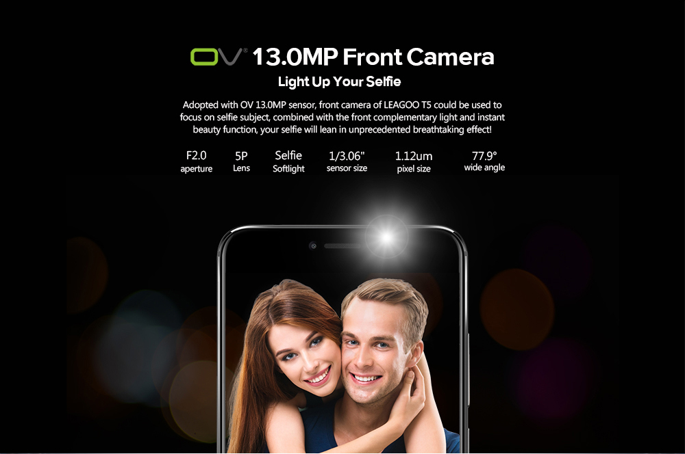 [HK Stock]LEAGOO T5 5.5 Inch Smartphone  13.0MP + 5.0MP Dual Rear Cam 13.0MP Front Cam 4GB 64GB MT6750T Octa Core Android 7.0 VoLTE Metal Body - Black