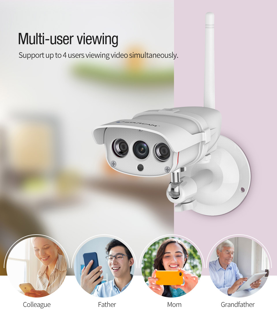 VStarcam C16S Outdoor IP Camera 2.0MP H.264 Waterproof IP67 Wireless Motion Detection Built-in IR-cut Night Vision Security Camera -White