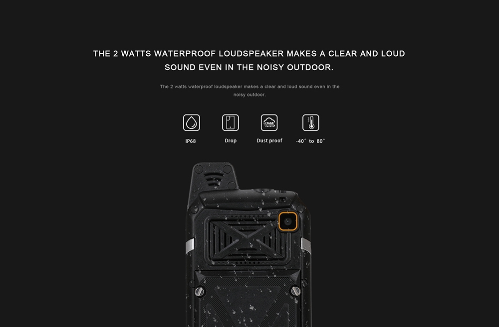 iMAN S2 IP68 Rugged Phone Waterproof Dustproof Shockproof  6531CA 64M+64M 2.0MP Flashlight Power Bank 2200mAh Cell Phone - Black