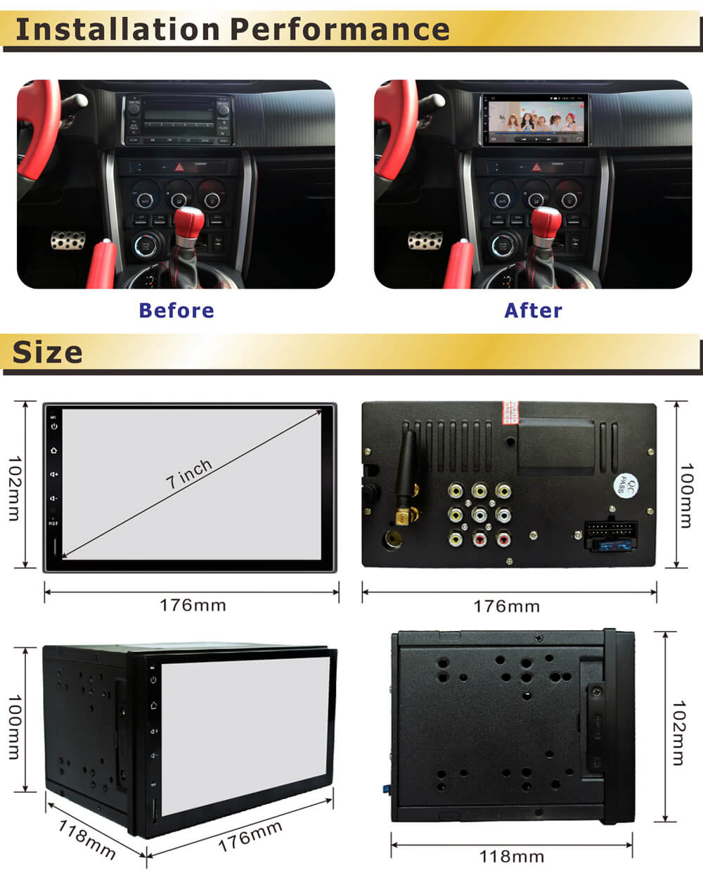 Ezonetronics RM-CT0009 HD 7" In Dash Car Stereo Radio Double Din Android 5.1 Car Player WiFi FM GPS Navigator - Black