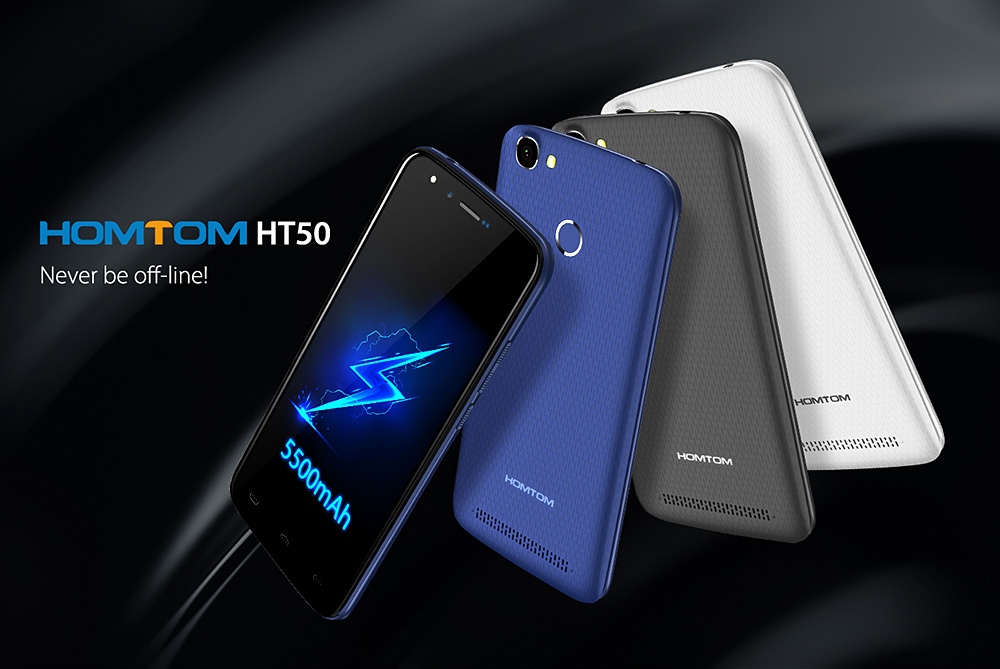 [HK Stock]HOMTOM HT50 5.5 Inch Smartphone HD Screen 3GB RAM 32GB ROM 13.0MP Cam MT6737 Quad Core Android 7.0 Touch ID Fast Charge - Silver