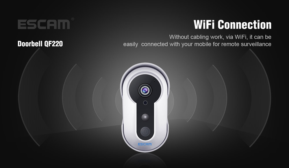 ESCAM QF220 Smart Doorbell WiFi Remote Control P2P Night Vision Security Camera -Silver