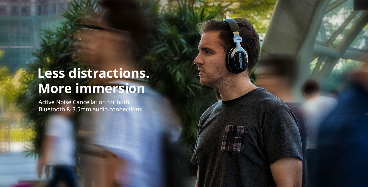 Tronsmart S6 Active Noise Cancelling Bluetooth Headphones with Microphone and 3.5mm Audio Jack for iPhone Android and More