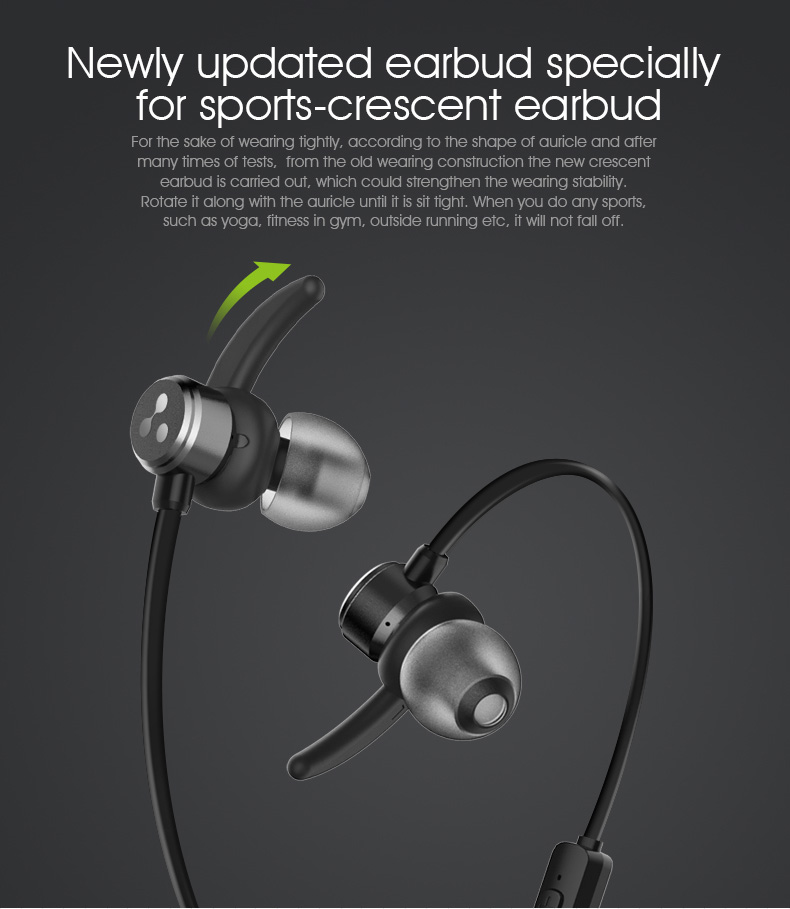 Syllable D3X Bluetooth 4.2 Earphone Wireless Stereo Sports Headsets with Mic - Black