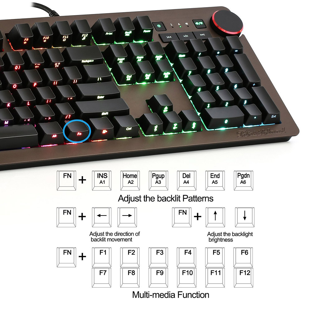 Ajazz AK60 Wired Mechanical Keyboard Gaming RGB Blue Swithch USB Backit 104 Classic Layout - Black