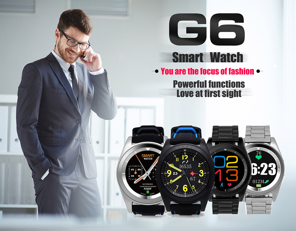 NO.1 G6 (EU/US Languages) Bluetooth 4.0 Smart Watch MTK2502 Heart Rate Monitor Sports Fiteness Tracker for Android iOS (TPU Strap) - Black