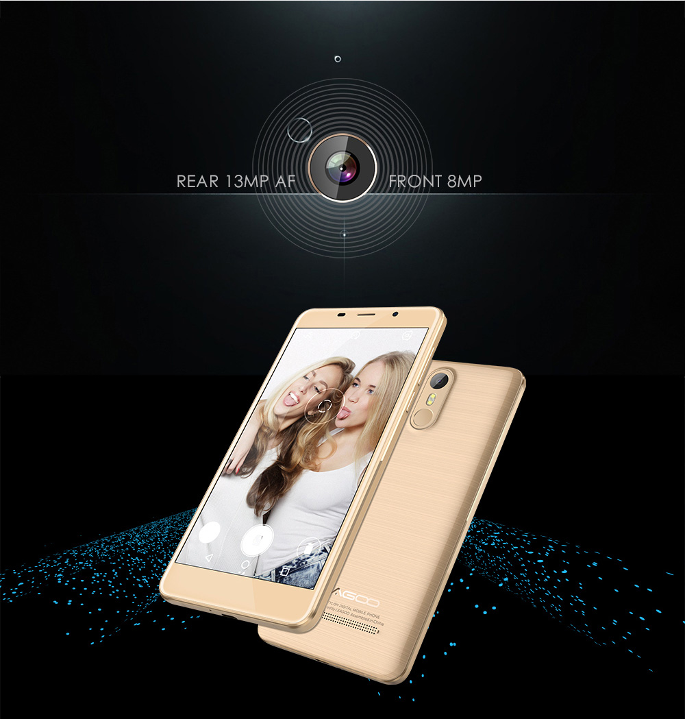 [HK Stock]LEAGOO M8 5.7inch HD 2.5D Screen Android 6.0 Smartphone MT6580A Quad Core 1.3GHz 2GB RAM 16GB ROM 8.0MP 13.0MP Touch ID WIFI GPS - Gold