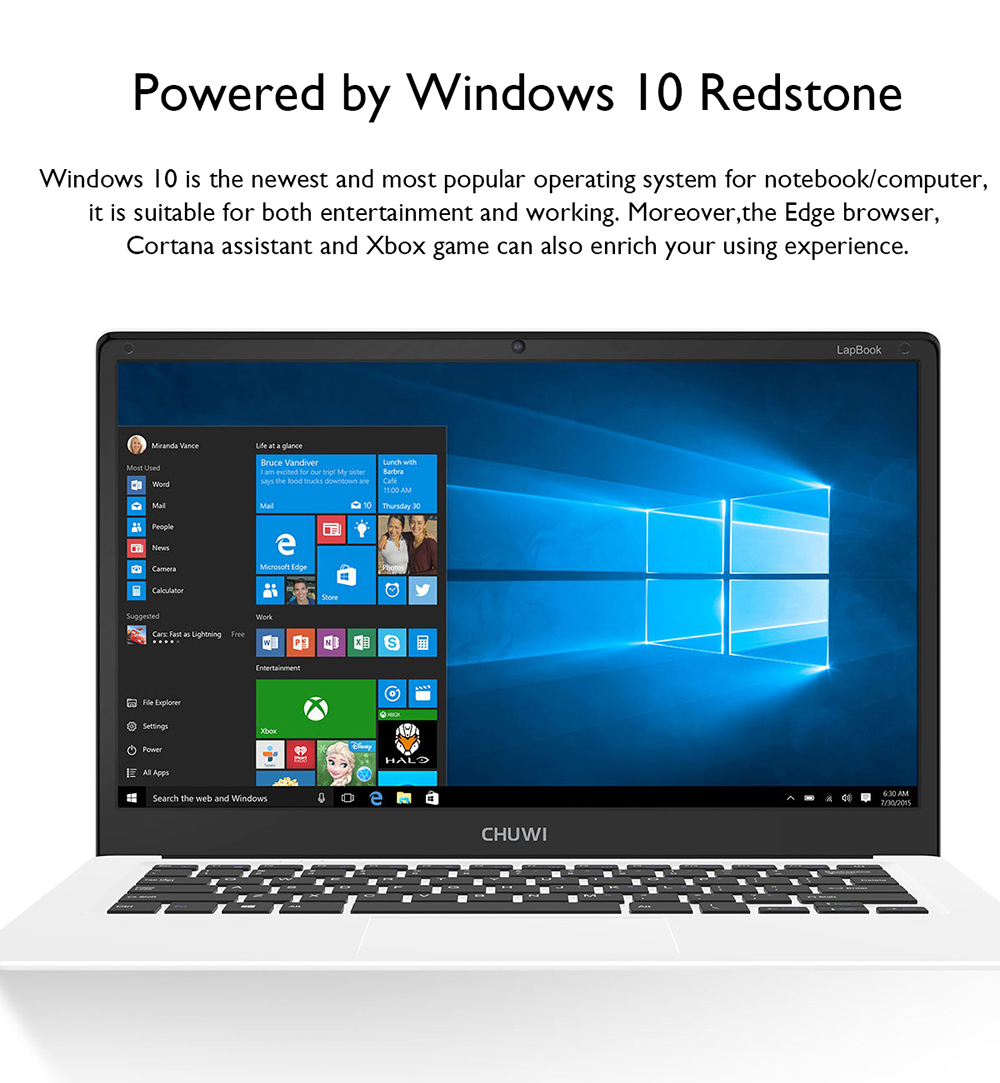 CHUWI LapBook 14.1" Laptop Windows10 4GB/64GB Intel Apollo Lake Celeron N3450 Quad Core 2.2GHz 1920*1280 - Grey