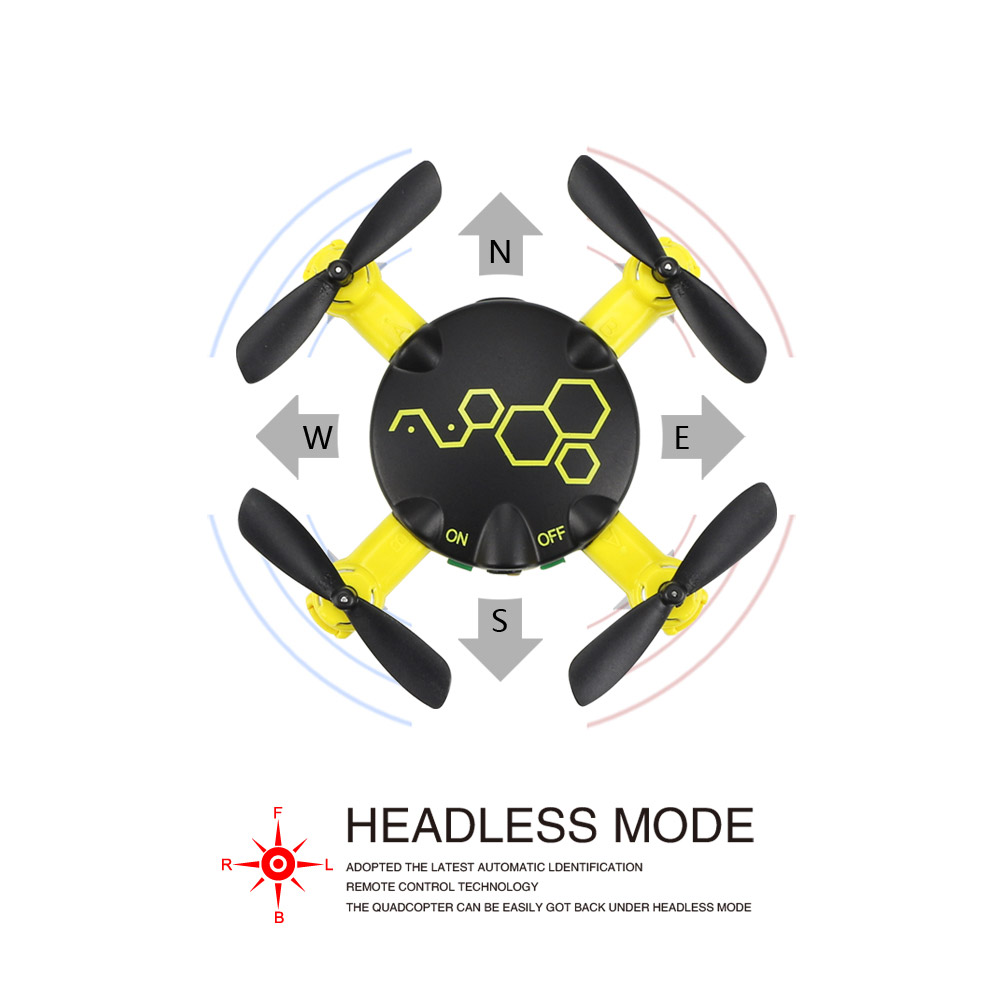 FQ777 FQ04 Beetle Mini Pocket Drone with Camera Headless Mode RC Quadcopter RTF - Yellow