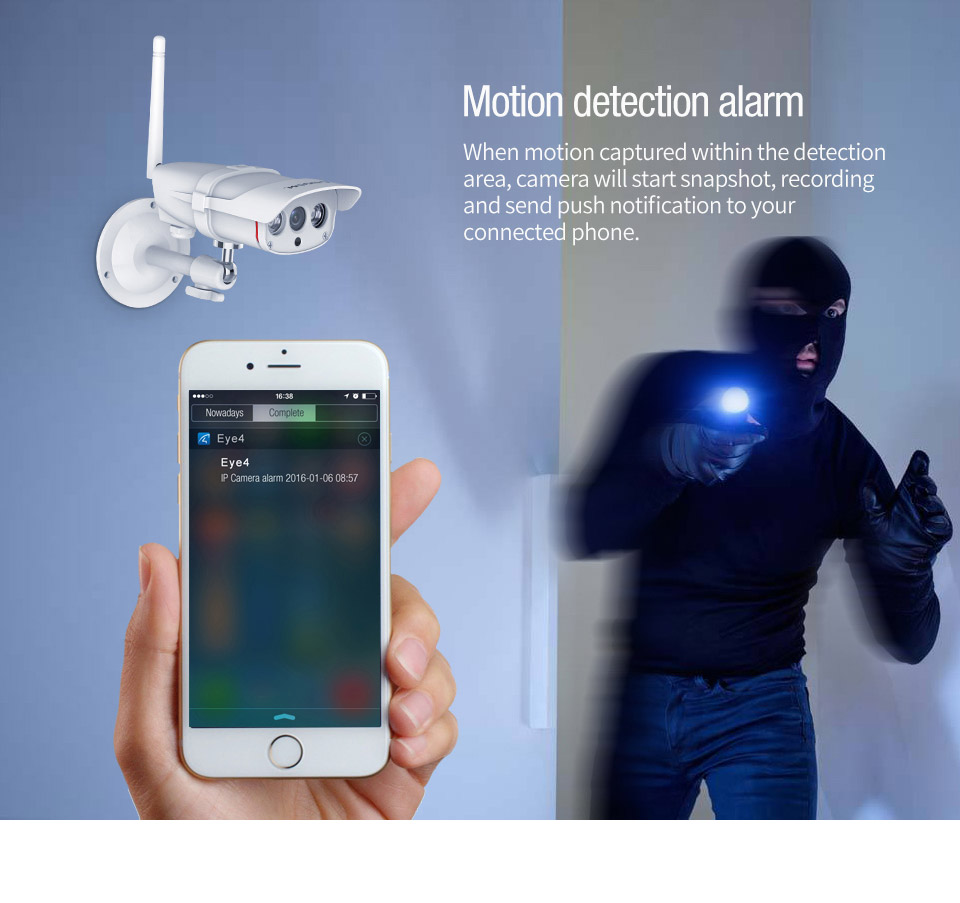 VStarcam C16S Outdoor IP Camera 2.0MP H.264 Waterproof IP67 Wireless Motion Detection Built-in IR-cut Night Vision Security Camera -White