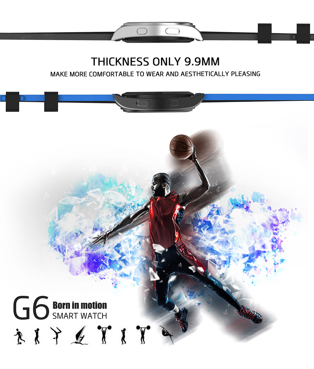 NO.1 G6 (EU/US Languages) Bluetooth 4.0 Smart Watch MTK2502 Heart Rate Monitor Sports Fiteness Tracker for Android iOS (TPU Strap) - Silver