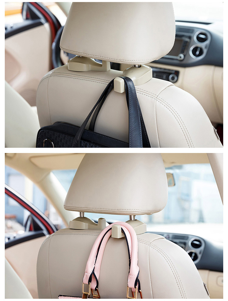 Car Seat Hook Space-saving Hanger Multi-functional Car Accessory 2PCS - Black