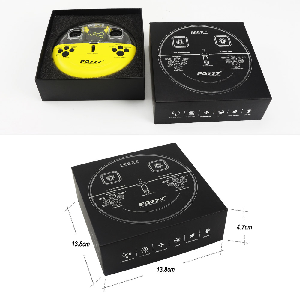 FQ777 FQ04 Beetle Mini Pocket Drone with Camera Headless Mode RC Quadcopter RTF - Yellow