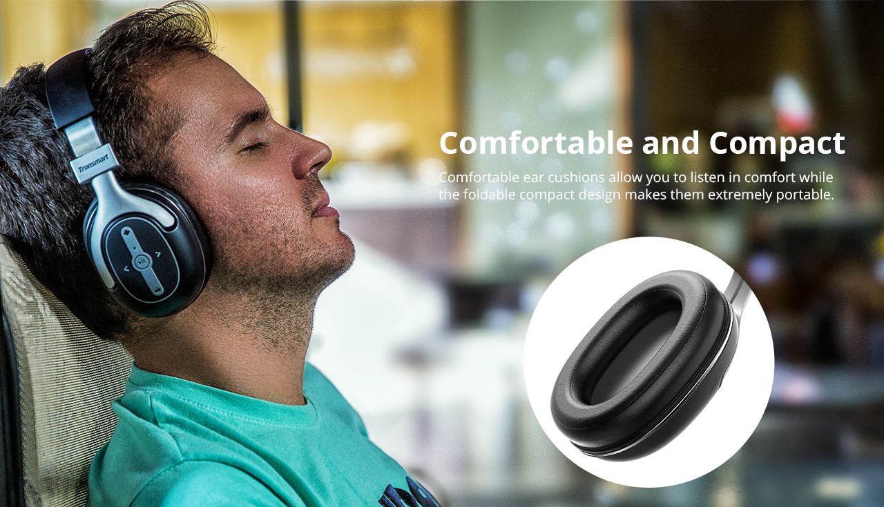 Tronsmart S6 Active Noise Cancelling Bluetooth Headphones with Microphone and 3.5mm Audio Jack for iPhone Android and More