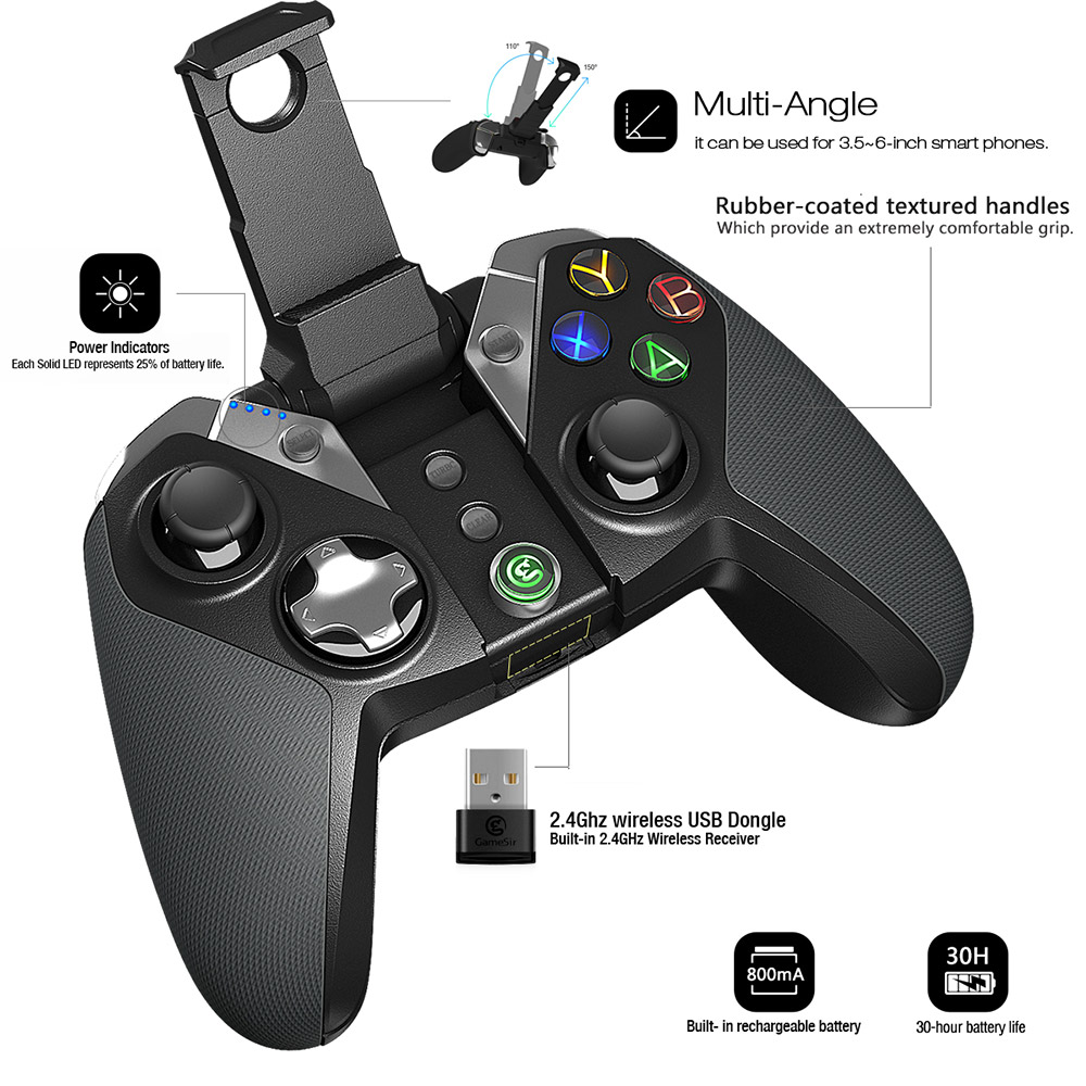 GameSir G4s Bluetooth 4.0 / 2.4G Wireless / Wired Gamepad Game Controller for iOS Android PC PS3 - Black