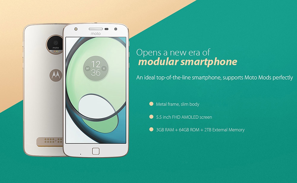 [HK Stock]Lenovo Motorola Moto Z Play XT1635-03 5.5 Inch Smartphone FHD Screen Snapdragon 625 Octa Core 3GB RAM 64GB ROM 16.0MP Type-C NFC VoLTE - White