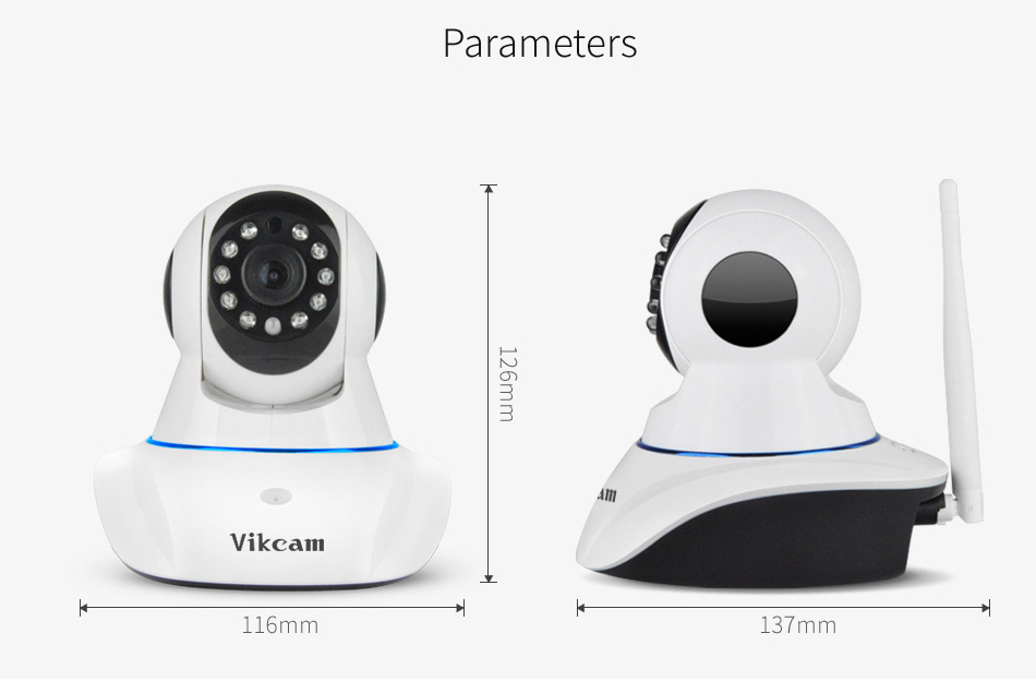 Vikcam C25 WiFi 720P IP Camera with 32GB TF Card ONVIF 2.4 Two Way Audio 360 Degrees Angle Night Vision P2P CMOS Sensor Stream Security Camera -White