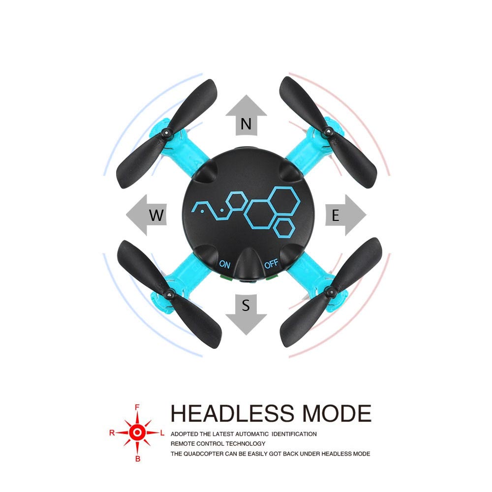 FQ777 FQ04 Beetle Mini Pocket Drone with Camera Headless Mode RC Quadcopter RTF - Blue