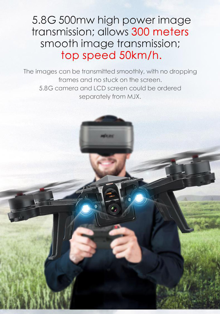 MJX Bugs 6 Brushless 5.8G FPV Racing Quadcopter with 720P HD Camera 4.3 Inch Monitor RTF - Black