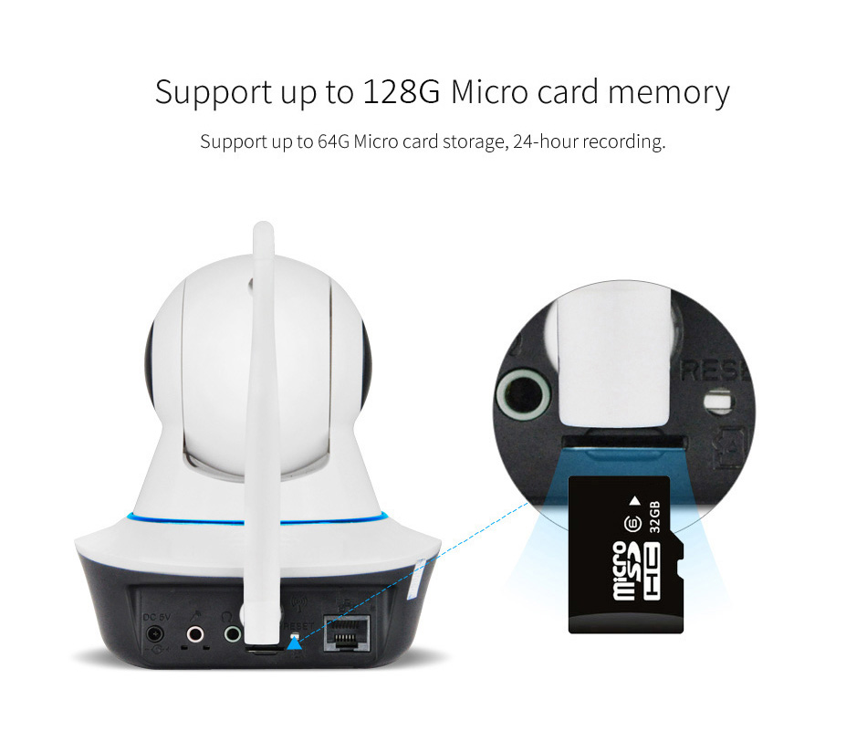 Vikcam C25 WiFi 720P IP Camera with 32GB TF Card ONVIF 2.4 Two Way Audio 360 Degrees Angle Night Vision P2P CMOS Sensor Stream Security Camera -White