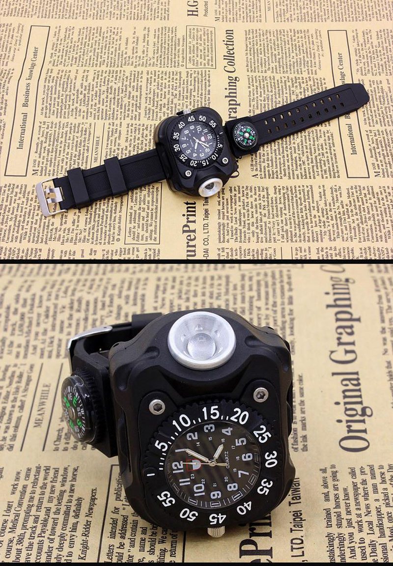 Super Bright Wrist LED Light Rechargeable Waterproof LED Flashlight Wristlight Watch for Running Climbing Camping and More Outdoor Events - Black