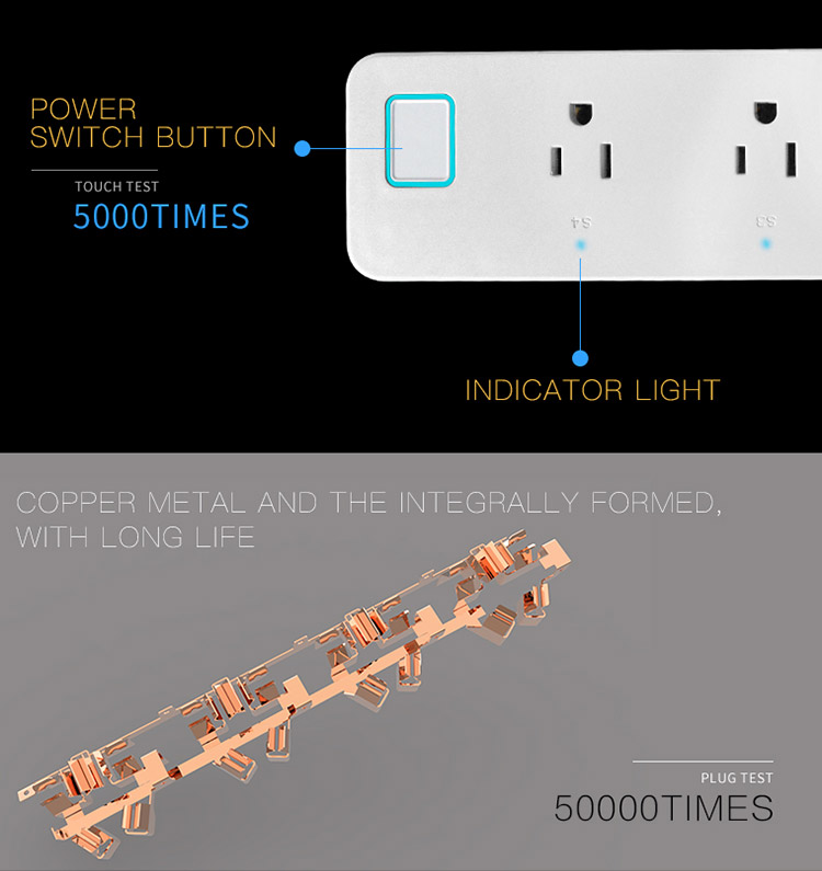 Smart WiFi Strip Works with Alexa APP Remote Control Timing Switch -White/US Plug