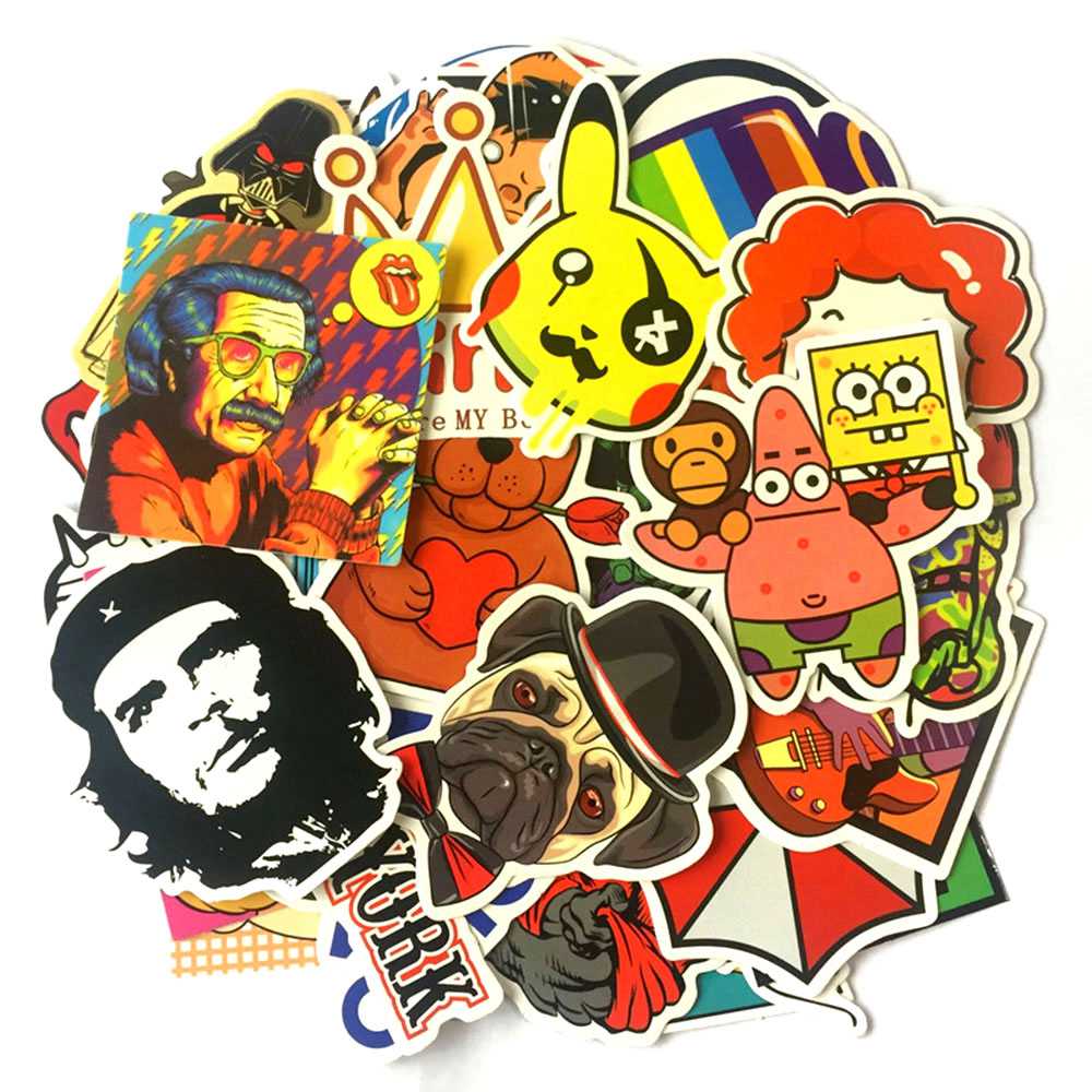 50 PCS Mixed Sticker for Car Fridge Phone DIY Skateboard Laptop Luggage Snowboard Motorcycle - H