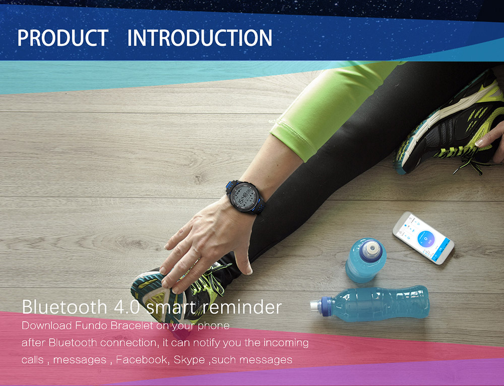 NO.1 F3 Smart Watch Air Pressure UV Radiation Bluetooth 4.0 Sport Fitness Tracker Remote Camera Control Compatible with Android iOS - Black & Blue