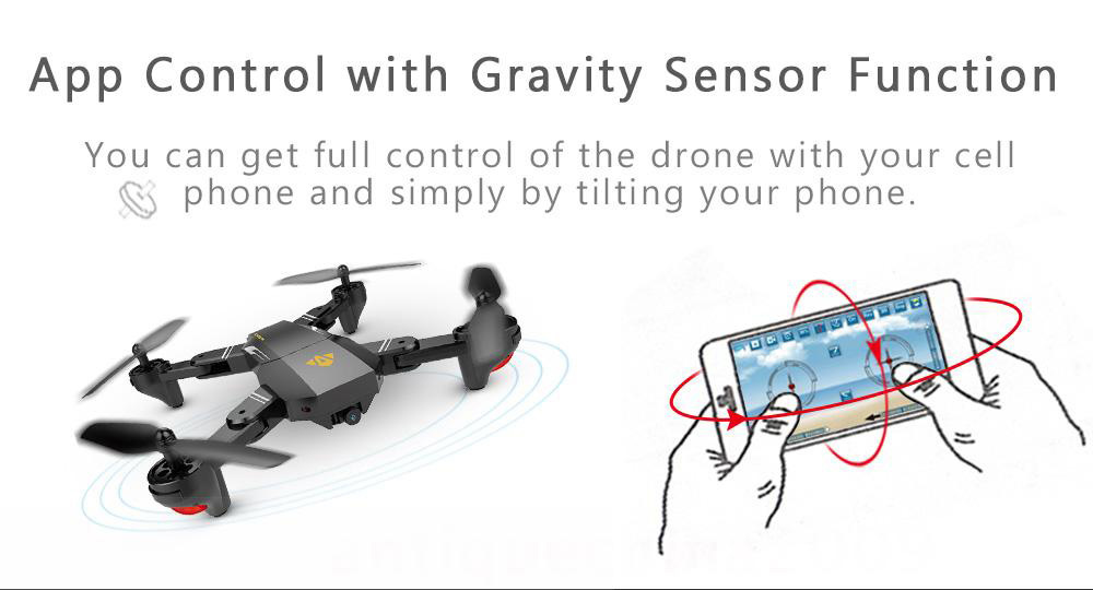 VISUO XS809W WIFI FPV Drone with Foldable Arm Headless Mode Camera RC Quadcopter RTF - Black