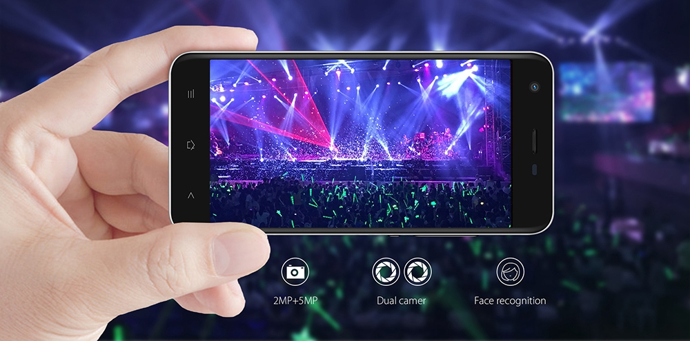 [HK Stock]Blackview A7 5.0 Inch Smartphone HD Screen Dual Rear Camera 8GB MT6580A Quad core Android 7.0 2800mAh - Black