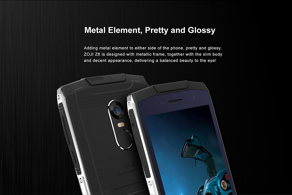 [HK Stock]HOMTOM ZOJI Z6 IP68 waterproof 4.7 Inch HD Corning Gorilla Glass 4 Screen 8GB ROM 5.0MP Cam MT6580 Quad Core 1.3GHz Android 6.0 Smartphone Touch ID Super Slim Body 3000 mAh - Black