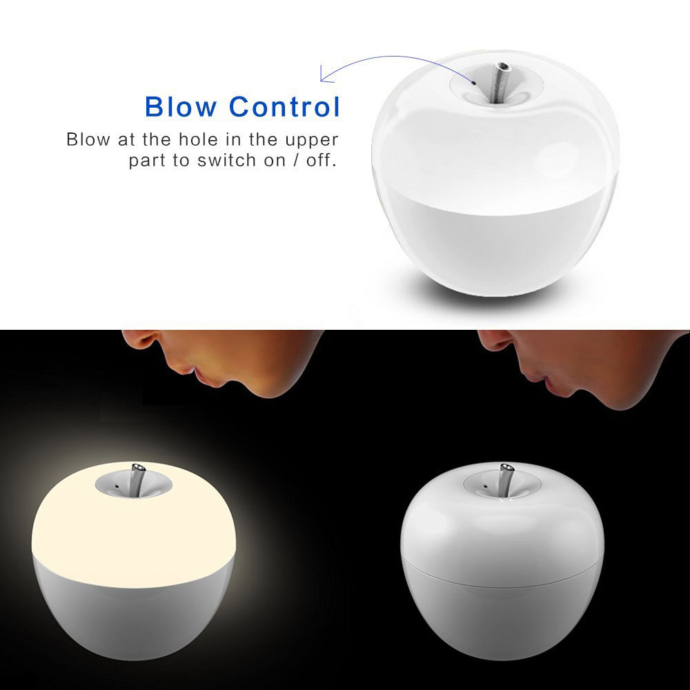 D6 LED Night Light Portable Blowing Control USB Charging Light -White