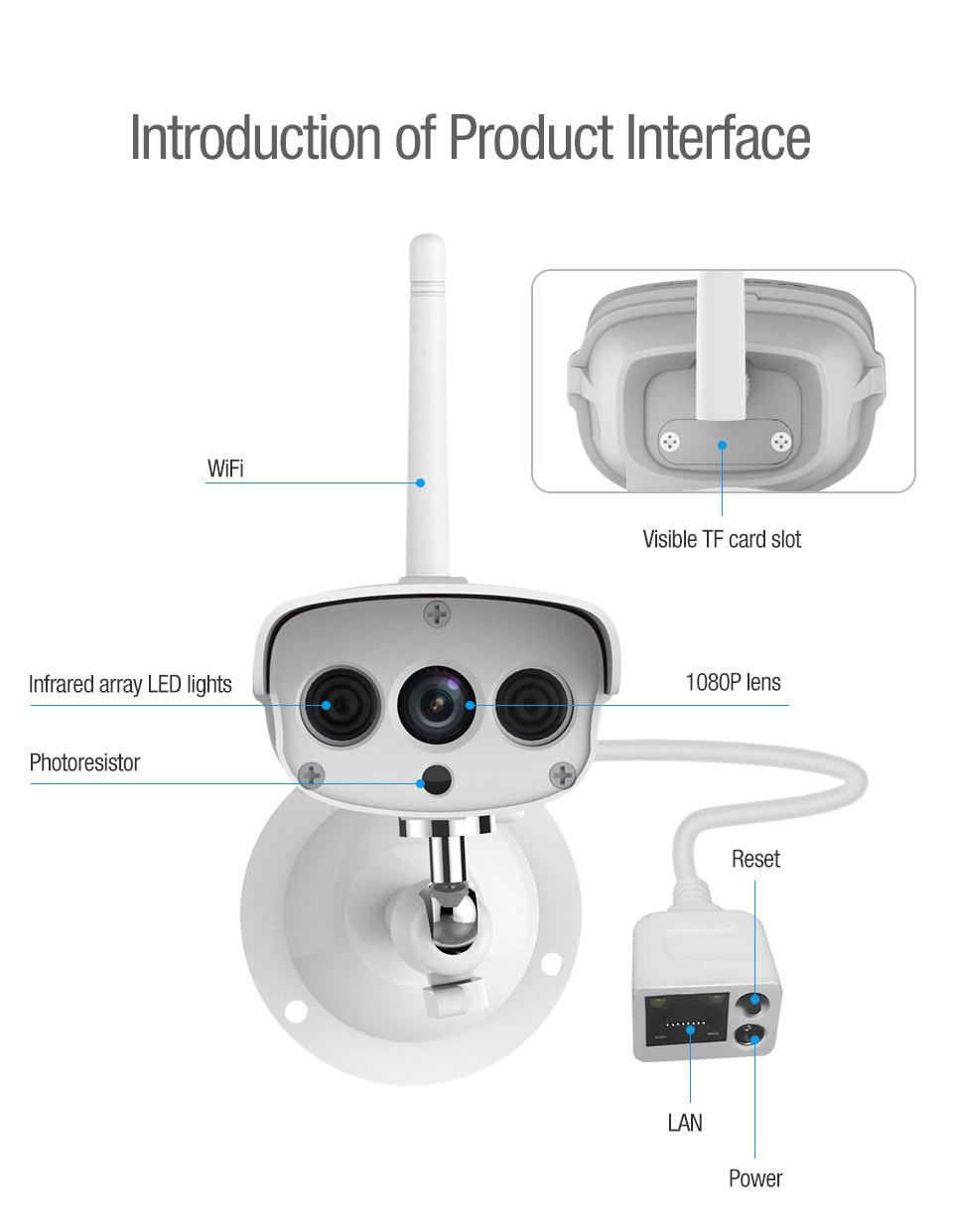 VStarcam C16S Outdoor IP Camera 2.0MP H.264 Waterproof IP67 Wireless Motion Detection Built-in IR-cut Night Vision Security Camera -White