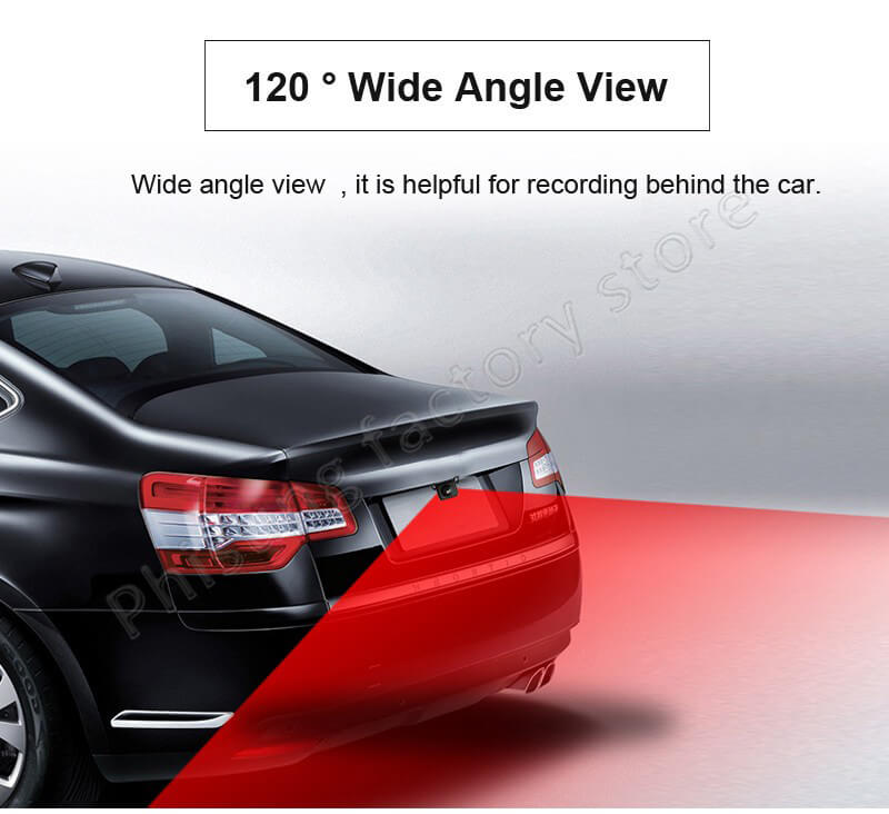 Phisung HD Rear View Camera 120 Degrees Wide Angle Auto Reverse Parking Waterproof Camera HD Night Vision - Black