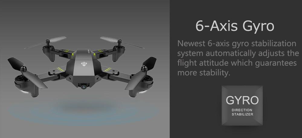 VISUO XS809W WIFI FPV Drone with Foldable Arm Headless Mode Camera RC Quadcopter RTF - Black