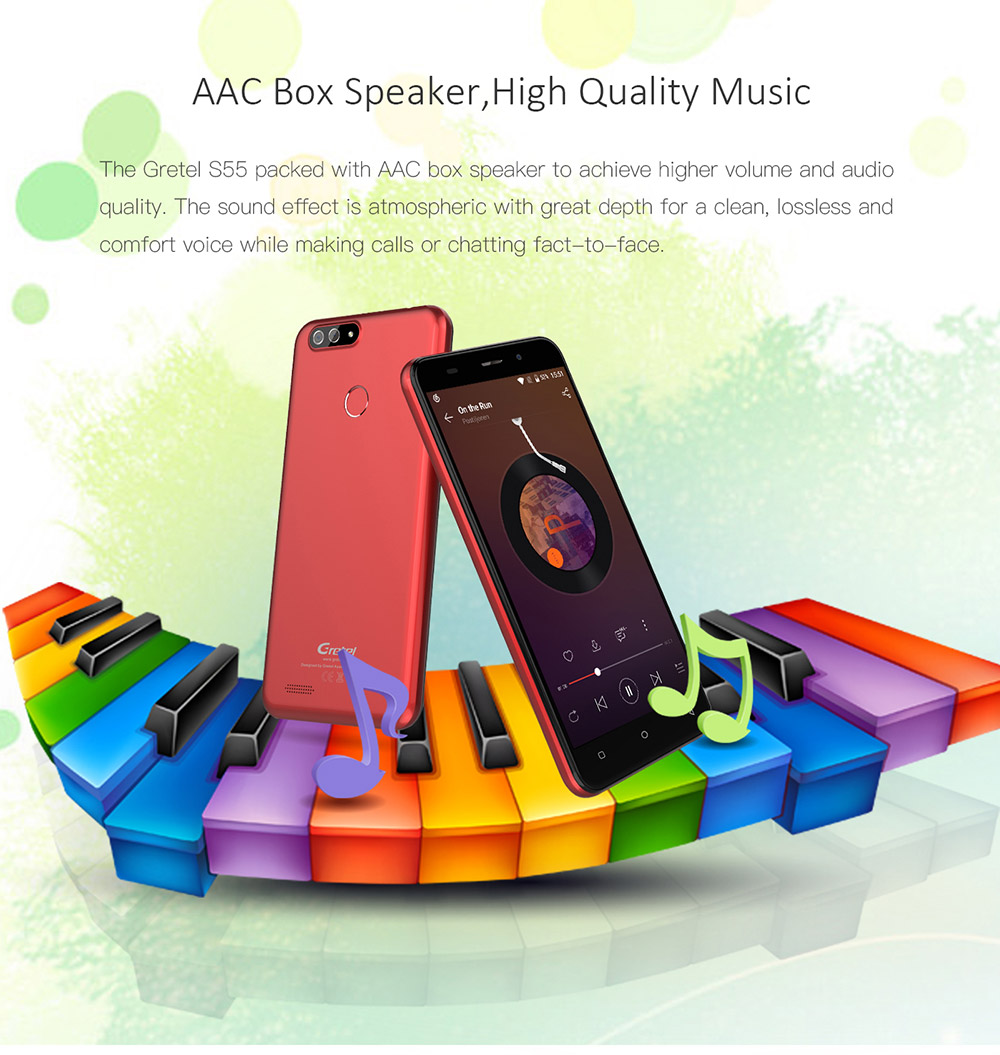 [HK Stock]Gretel S55 5.5 Inch HD Screen Smartphone Dual Rear Camera 16GB 8.0MP Cam MT6580A Quad Core Android 7.0 Touch ID 2600mAh - Gold