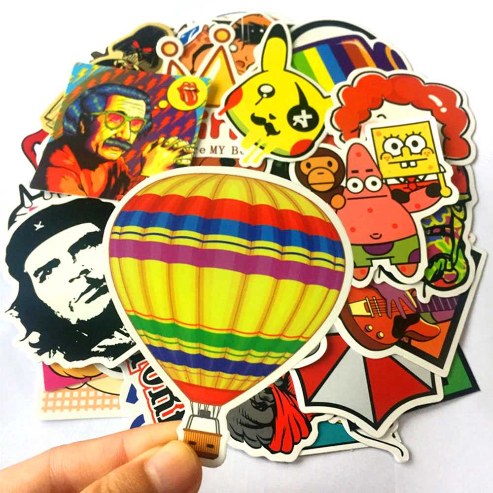 50 PCS Mixed Sticker for Car Fridge Phone DIY Skateboard Laptop Luggage Snowboard Motorcycle - H