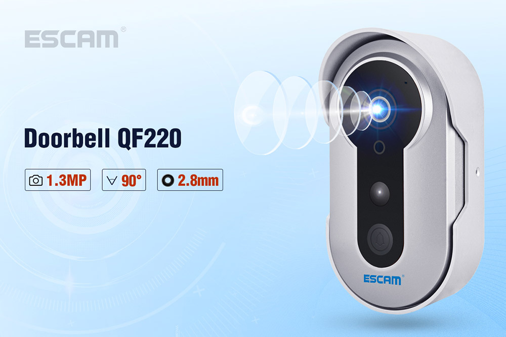 ESCAM QF220 Smart Doorbell WiFi Remote Control P2P Night Vision Security Camera -Silver