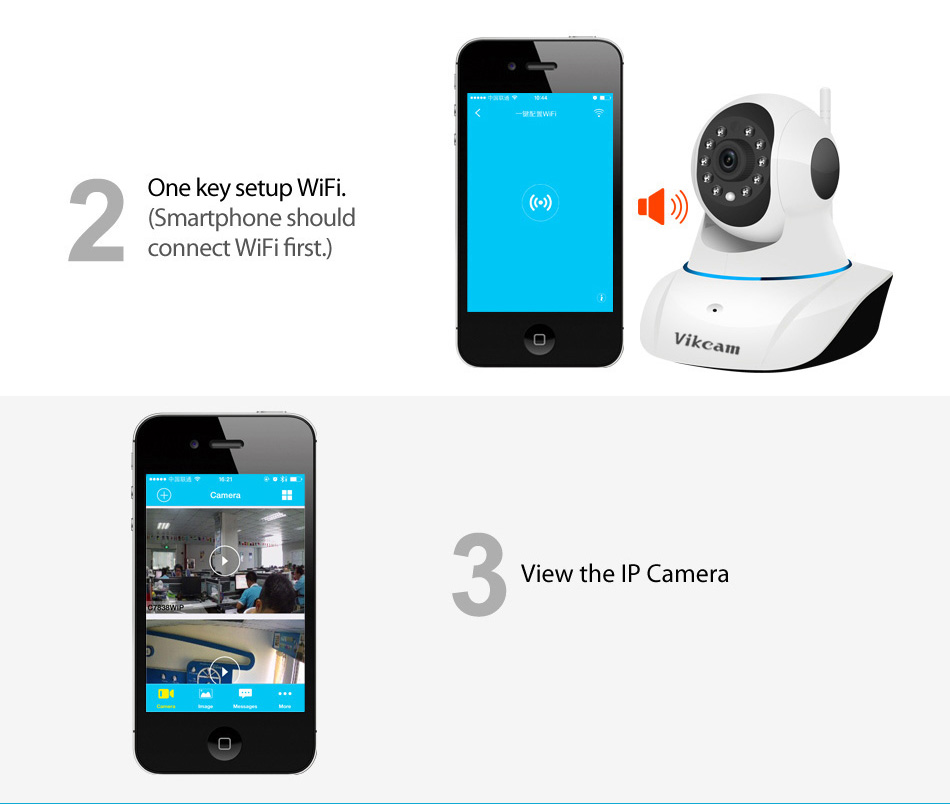 Vikcam C25 WiFi 720P IP Camera with 32GB TF Card ONVIF 2.4 Two Way Audio 360 Degrees Angle Night Vision P2P CMOS Sensor Stream Security Camera -White