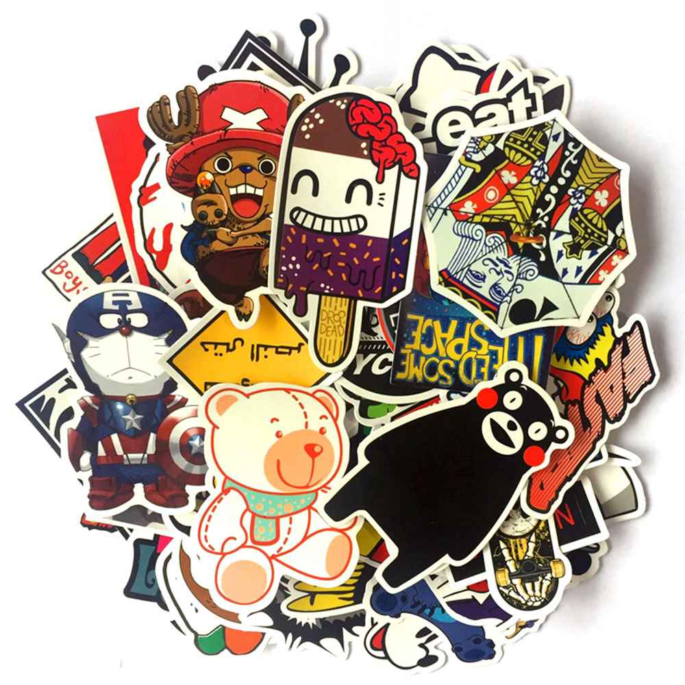50 PCS Mixed Sticker for Car Fridge Phone DIY Skateboard Laptop Luggage Snowboard Motorcycle - J