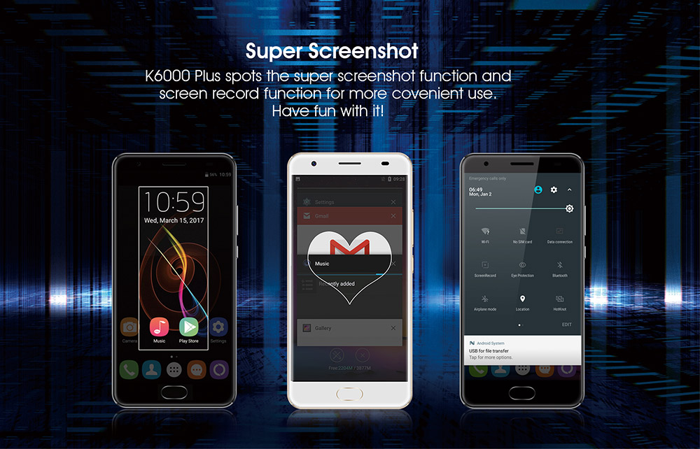 [HK Stock]OUKITEL K6000 PLUS 5.5 Inch FHD 2.5D Asahi Glass Screen 4GB RAM 64GB ROM 16MP Cam MT6750T Octa Core 4G LTE Android 7.0 Smartphone Touch ID 6080mAh Big Battery HiFi - Black