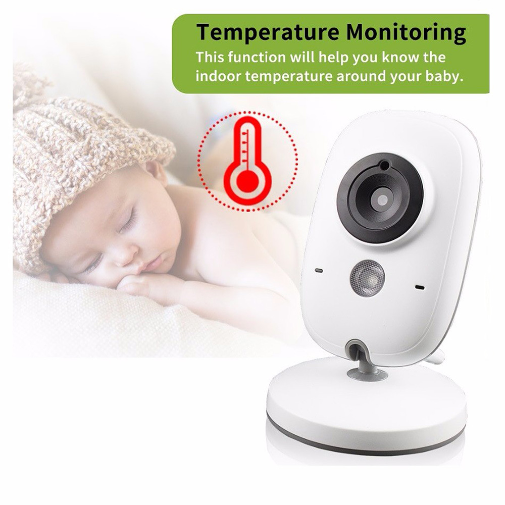 VB603 Baby Monitor with Two-way Audio Temperature 8 Lullabies Alarm Night Monitor -White