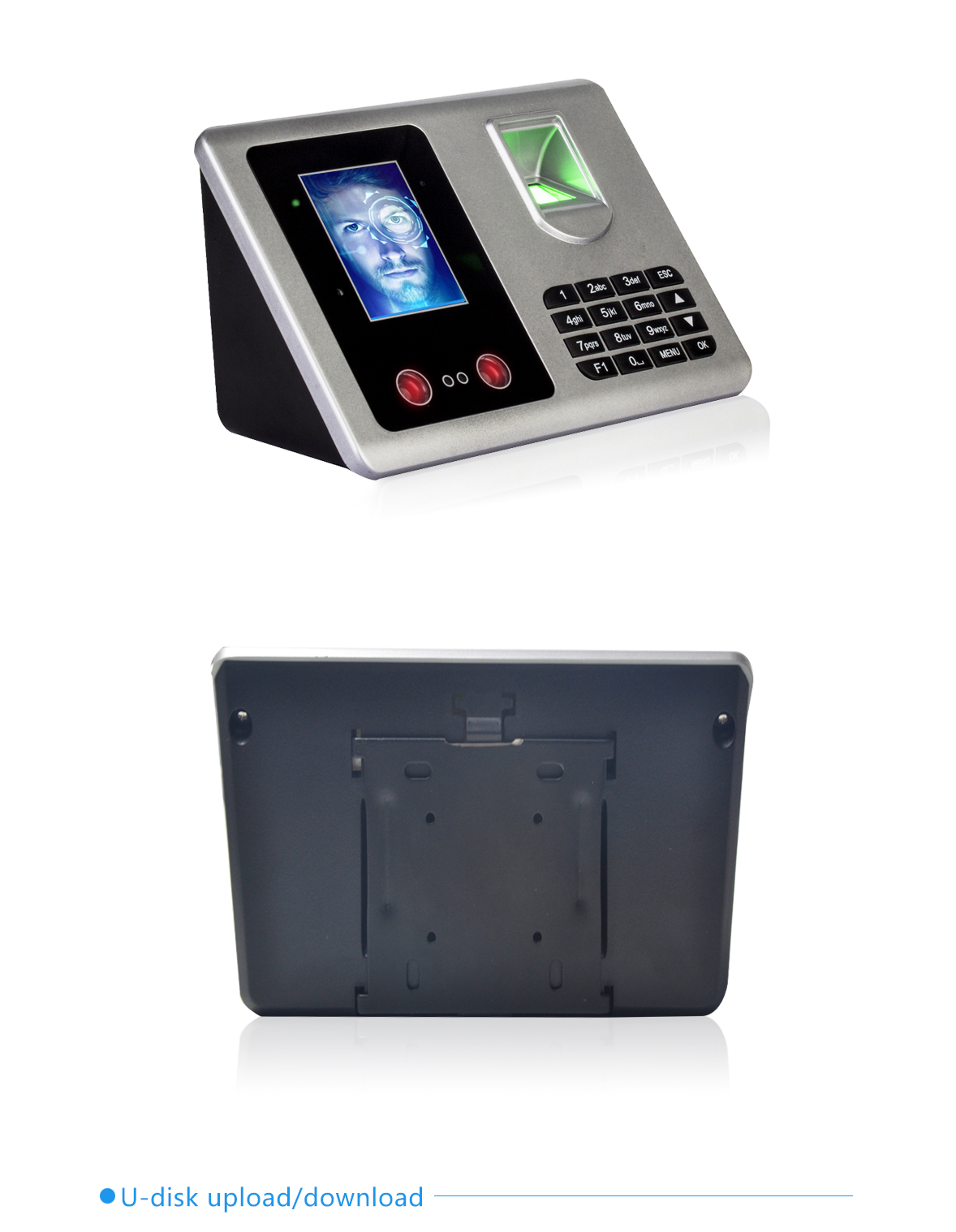 Danmini A302 Biometric Fingerprint Attendance Facial Recognition TFT Clock Time Recorder -Black