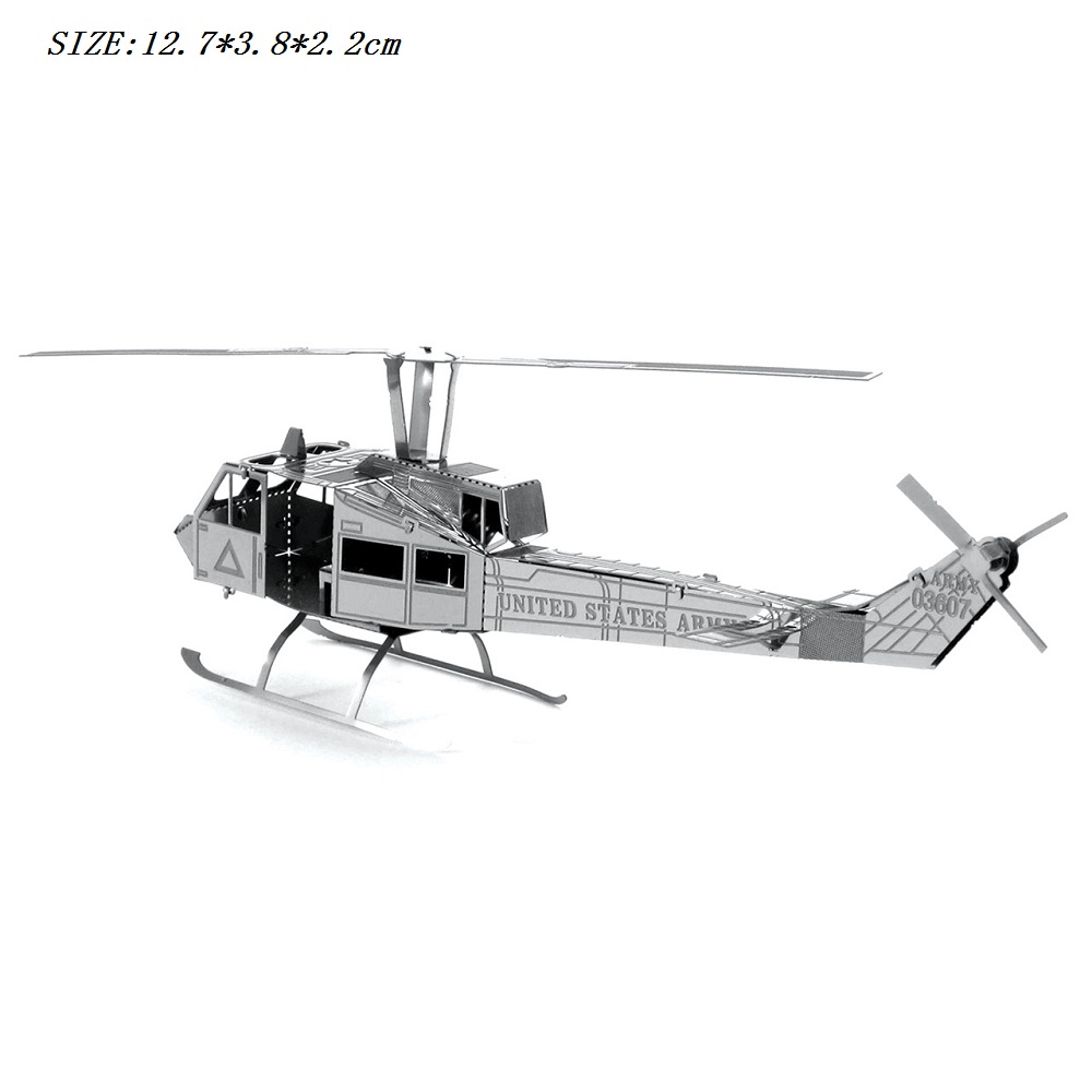 Finger Rock 3D Puzzles Metal Model Military Fighter Airplane Helicopter Plane DIY Toy Gift - Huey Helicopter