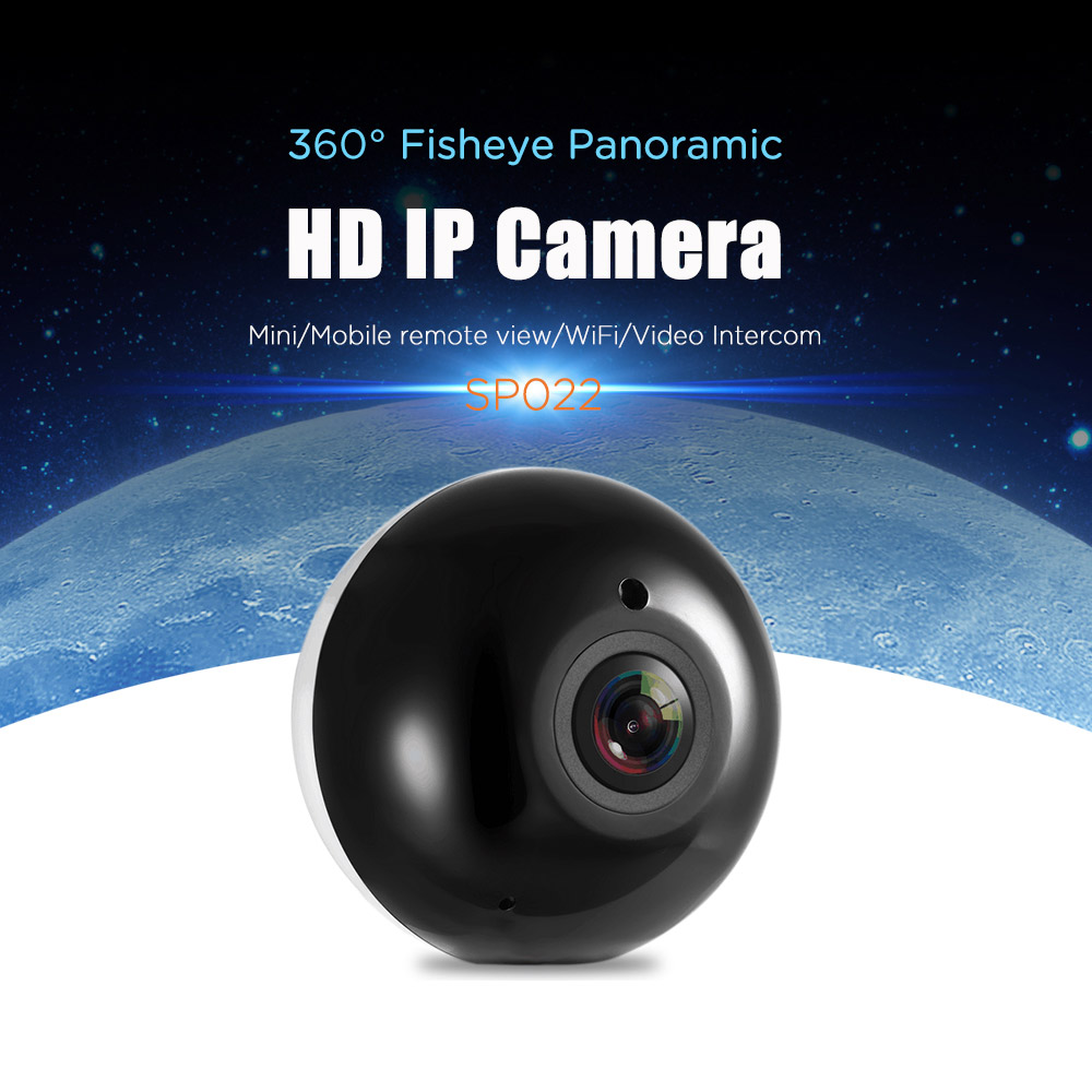 Sricam SP022 WiFi IP Camera Mini 360 Degree Panoramic 960P Two-way Intercom Night Vision Motion Detection Security Camera -White