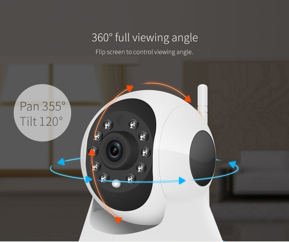 Vikcam C25 WiFi 720P IP Camera with 32GB TF Card ONVIF 2.4 Two Way Audio 360 Degrees Angle Night Vision P2P CMOS Sensor Stream Security Camera -White